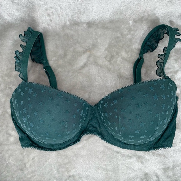 Pink Victoria Secret Balconette Push Up Star-Patterned Bra Size 34DD - Picture 1 of 9